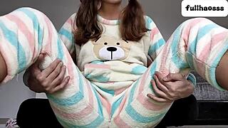 stepdad gropes teen's pussy and small tits roughly