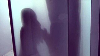 in the shower trailer with blonde teen bathing