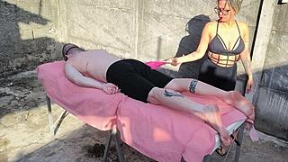 outdoor massage with bora and big tits