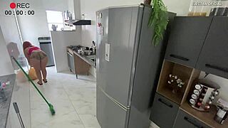 Hidden Camera Catches Latina Maid In Provocative Shorts Teasing Voyeur