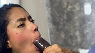 Girlfriend Sucks Big Black Cock While Watched