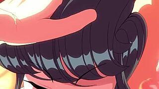 komi-san gives an amazing blowjob with big tits and ass 😍