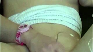 Skinny Teen 18+ Babe in Lingerie Enjoys Hotel Lesbian Fetish Play Alone