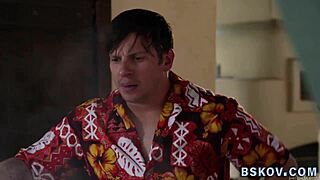 Busty MILF's feet worshipped before deepthroat.