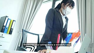 the female manager in the office tries to seduce her staff with anal and licking