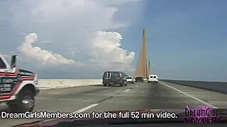i flash my big tits topless in the convertible on the skyway bridge.