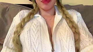 uhh, this cute blonde student with big tits fingers herself crazy!