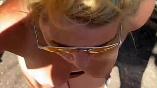 Cheating Blonde Whore Sucks Cock And Takes Facial Out In Public During The Day!