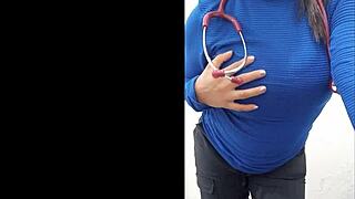 i saw the latina nurce flashing her big ass tits in the offce