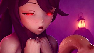 Hu tao is sucking dick and getting a facial cumshot