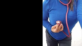 i saw the latina nurce flashing her big ass tits in the offce