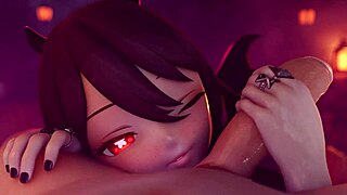 Hu tao is sucking dick and getting a facial cumshot