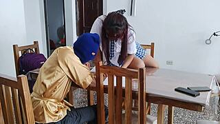 I invite stepbrother to sex in student uniform