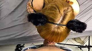 skinny young girl in fishnets gets creampie and facial