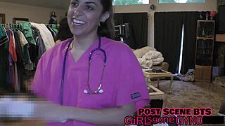 aria nicole gets backstage exam with gloves and tattoos