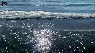 horny babe squirts on the beach