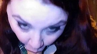 This bbw milf demonstrates sucking your big cock with toys.