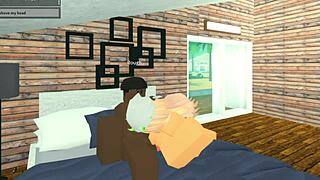 roblox avatar gets intense throat action from big black cock