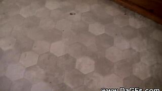 fucking my girlfriend hard in the bathroom until she squirts everywhere