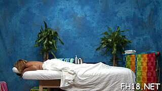 Young Babe Feels Intense Pleasure During Interracial Massage Session