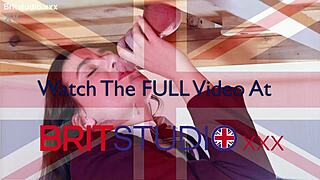 NAUGHTY uniformed brunette ELLIE MILKS a COCK at the milking table! First time bisexual COSPLAY.