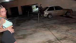 Colombian beauty gets wet anal bent over in public parking lot with monster cock creampie