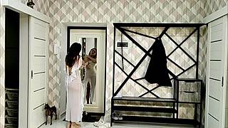 Angie Elif, the hot brunette, MASTURBATES solo in her room.