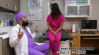 Misty Addams relaxes alone backstage, spreading and moaning softly