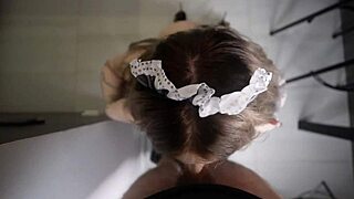 The maid got paid with a hard fuck and facial cum outdoors