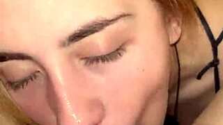 Blonde teen gets sloppy facefuck and cum in mouth from daddy in homemade rough scene