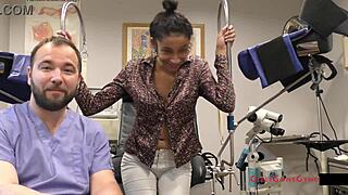 Miss mars tries electrical e-stim with doctor and nurse