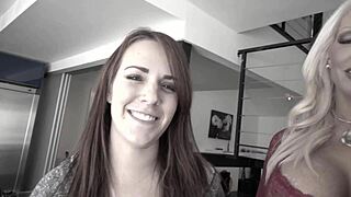 one hung dude interacts with alura jenson and alisha adams