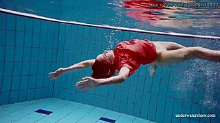 sexy naked avenna swims nude in pool