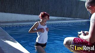 Redhead skinny teen Justine fucked in the ass