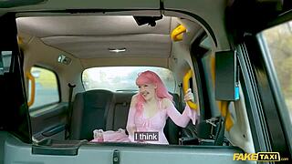 Pink haired girl rides monster cock in taxi creampie 😍