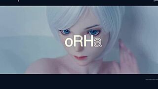 Android rides in reverse cowgirl position