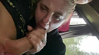 Blonde Flashes Big Cock in Outdoor Deepthroat