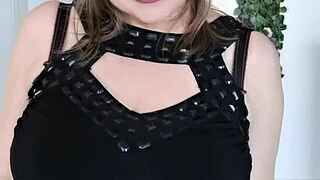 mature stepmother teases stepson with huge boobs