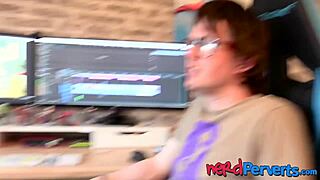 how does nerdy dude trick pornstar to suck his big cock?