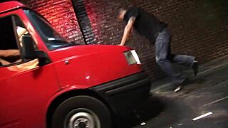 I joined Jane Darling and Sarah Twain in a foursome on the gritty city street, with lots of cumshots