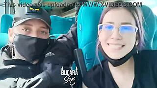 Horny Girlfriend Gives Him Oral Sex On A Bus To Bogota