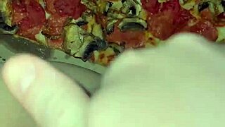 Masturbating on pizza, cumming on food 😈