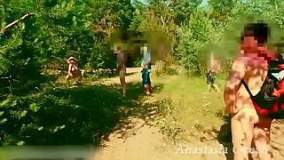 my step mom and i getting ready while husband shows off his cock outdoors