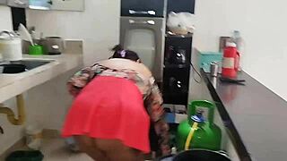 Stepmom chats with son's friend at home