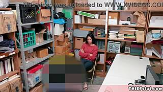 Petite half black teen shoplifter caught, tiny pussy fucked by mall cop?