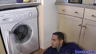 British Mature Milf in Stockings Gets Facial from Plummer in Doggystyle Blowjob Close Up