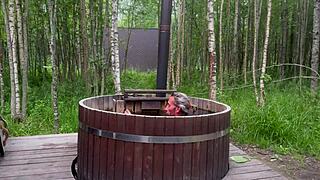 outdoor sex in hot bath with blonde