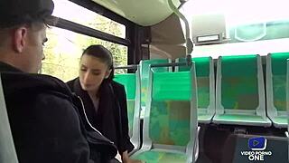 big tits ass in lingerie kissed by voyeur on bus