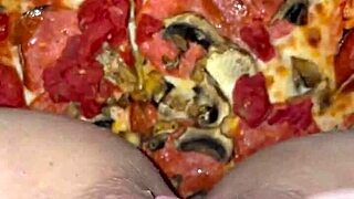 Why does this kinky Arab teen in LA masturbate on pizza with squirting fetish craving BBC?