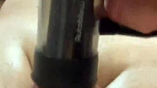 I tease my tied-up partner with the vacuglide machine for intense milking in femdom play